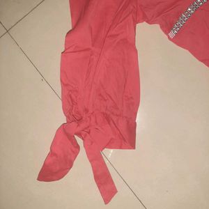🤍 Chic Coral Embellished Button-Up Blouse
