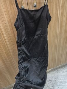 Sleek Black Ruched Mini Dress