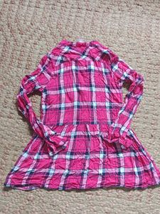 Cute Pink Plaid Tunic Top