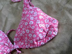 5.Pink Floral Bikini Top