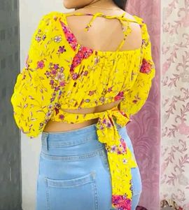 Yellow Floral Puff Sleeve Top