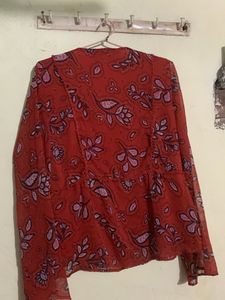 y2kRed Floral Print top
