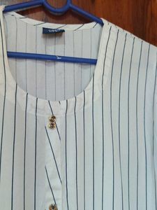 White Kurta with Pinstripe Pattern