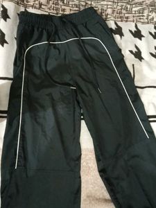 Baggy Fit Black Track Pants with White Stripes