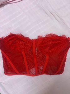 Red Lace Bustier Corset Top