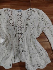 Cream Knit Bell Sleeve Cardigan