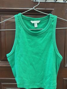 Green Ribbed Tank Top