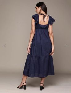Ritu Kumar Navy Blue Ruffled Midi Dress