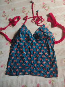 y2k desi top boho halter neck to