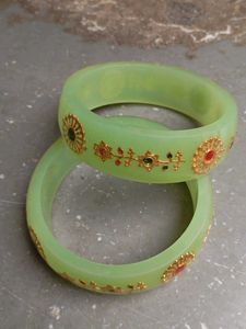 Green & Gold Embellished Bangles