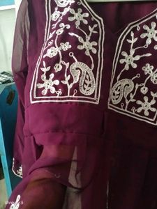 Embroidered Maroon Kurta