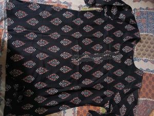 Women's Black Block Print Kurti