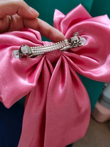 Triple Layer Pink Satin Hair Bow