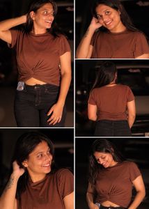 Brown Twisted Front Crop Top