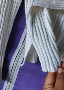 Cream Ribbed Knit Wrap Top