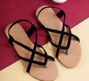Stylish Black Strappy Flat Sandals
