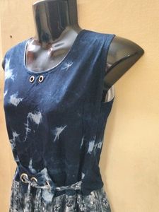 Simple Sleeveless Blue Dress For Womens