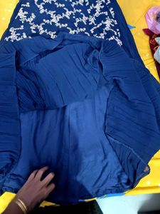 Elegant Navy Blue Embroidered Anarkali Dress