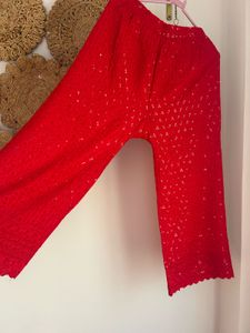 Red Chikankari Plazzo