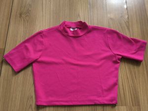 Vibrant Pink Mock Neck Crop Top