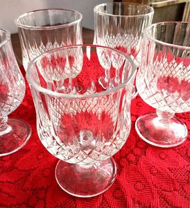 Set of 5 Crystal Cut Goblets