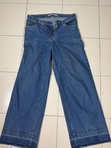 Wide Leg Cropped Denim Jeans