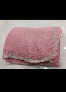 Elegant Pink Embellished Saree