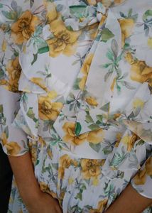 Floral Print Pleated Midi Dress