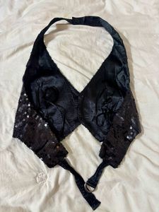 Sparkly Black Halter xs top