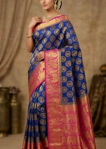 Elegant Royal Blue Silk Saree