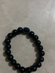 Black Beaded Bracelet with Evil Eye Charm