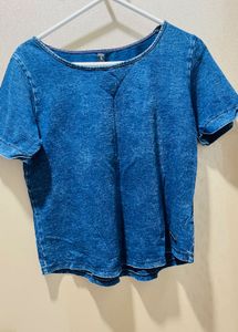 Stylish Acid Wash Blue T-Shirt