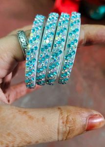 Sparkling Blue & Crystal Bangles Set