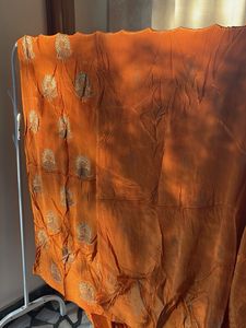 Vibrant Orange with Peacock Motif dress material