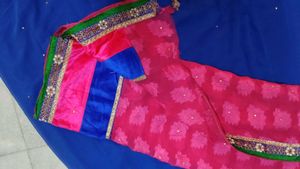 Beautiful Blue &amp; Pink Embroidered Lehenga Choli