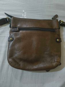 unisex Brown Leather Crossbody Bag