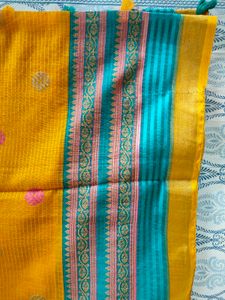 Beautiful Teal &amp; Yellow Saree