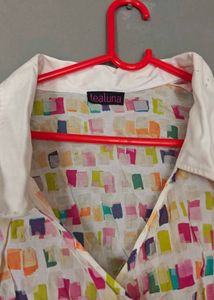 Colorful Abstract Print Wrap Top