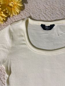 Max Ribbed Cream Cropped Tee