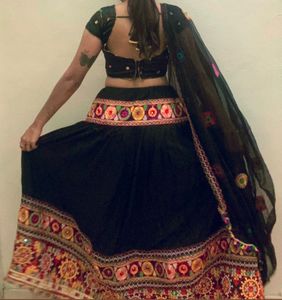 Black Embroidered Chaniya Choli Set