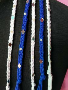 blue and white hair accessories for navratri
