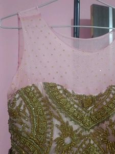 Elegant Pink &amp; Gold Ethnic Gown