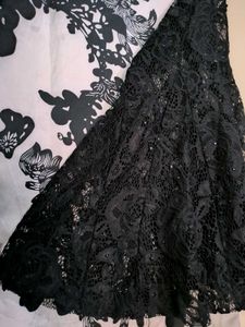 Black &amp; White Floral Satin Kurta Set