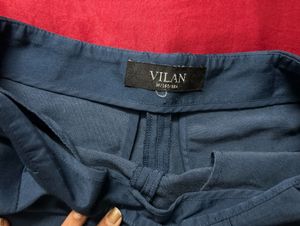 Navy Blue High-Waisted Shorts with Fringe