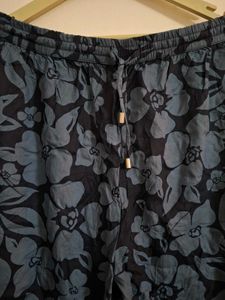 Blue Floral Cropped Pants