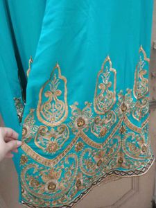 Embroidered Navy Blue Kurta and firoji shrara