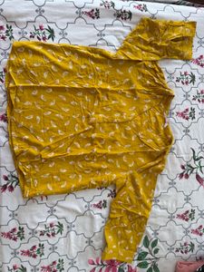 Honey Mustard Yellow Feather Print Top