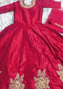 Elegant Maroon Embroidered Ethnic Gown