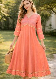 Beautiful Peach Ethnic Kurta Size-34