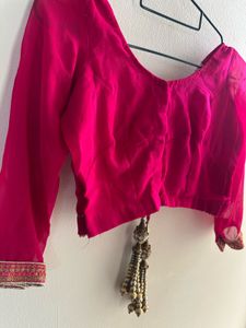 Heavy Bridal Vibrant Pink Ethnic Blouse